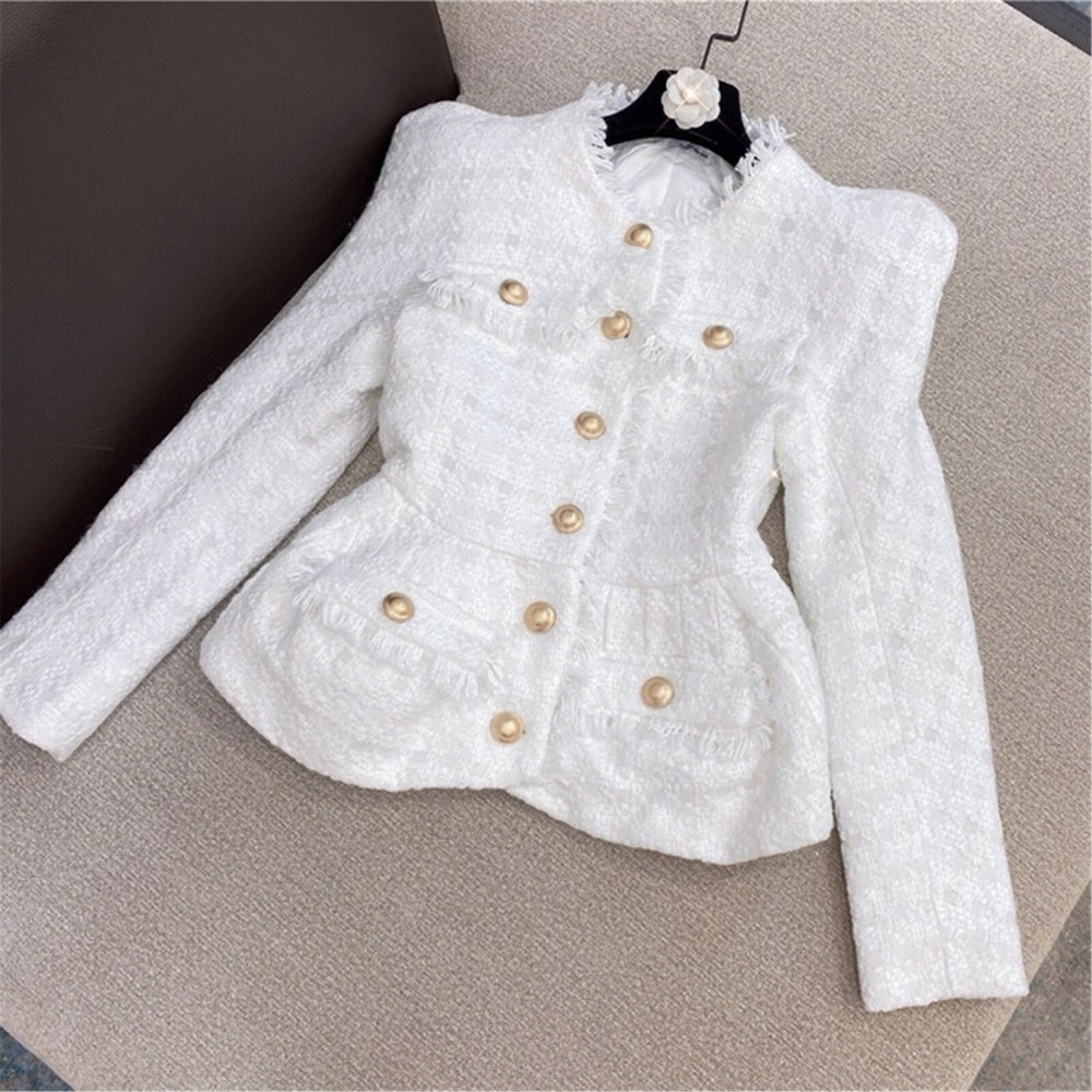 2 piece set Chic White Tweed Blazer and Shorts Set - Picture 4 of 6